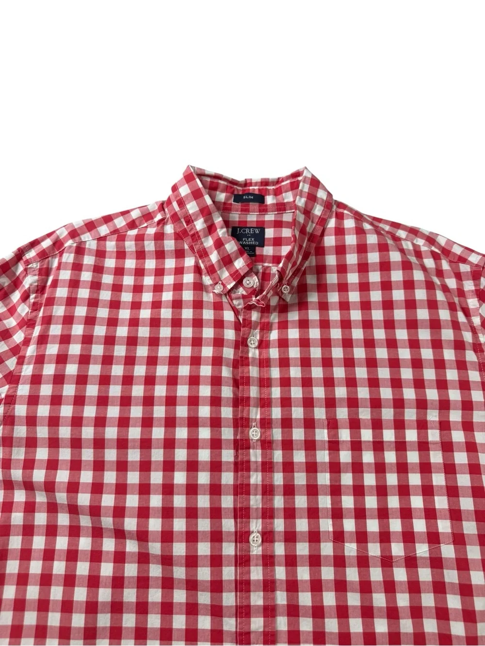 J. Crew Red and White Gingham Button-Down Shirt Size XL